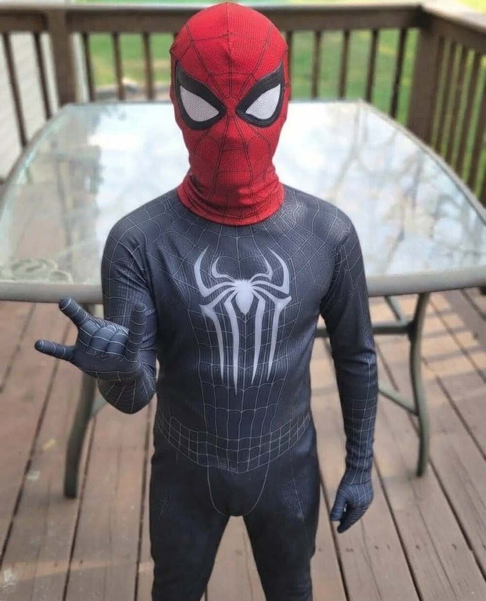 Spider-Man 3 Symbiote Black Suit Cosplay Costume with Red Spider-Man Mask